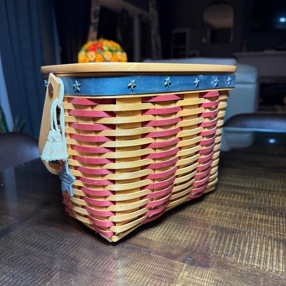 Longaberger 2001 Whistle Stop Basket Collector Club Basket Lid Combo Prot TieOn - Picture 4 of 16